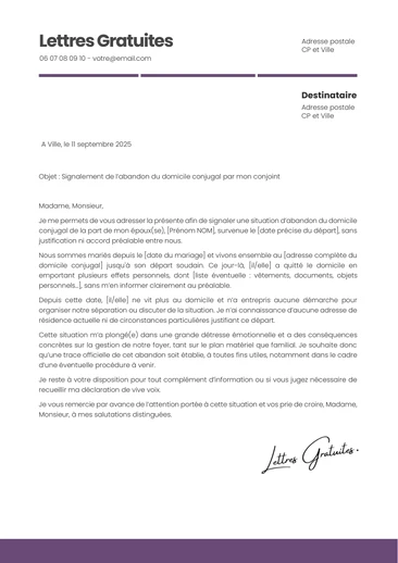Une lettre pour dénoncer un abandon de domicile