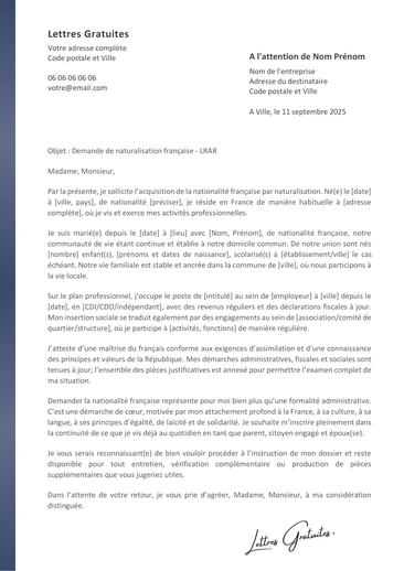Une lettre de motivation pour sa naturalisation française