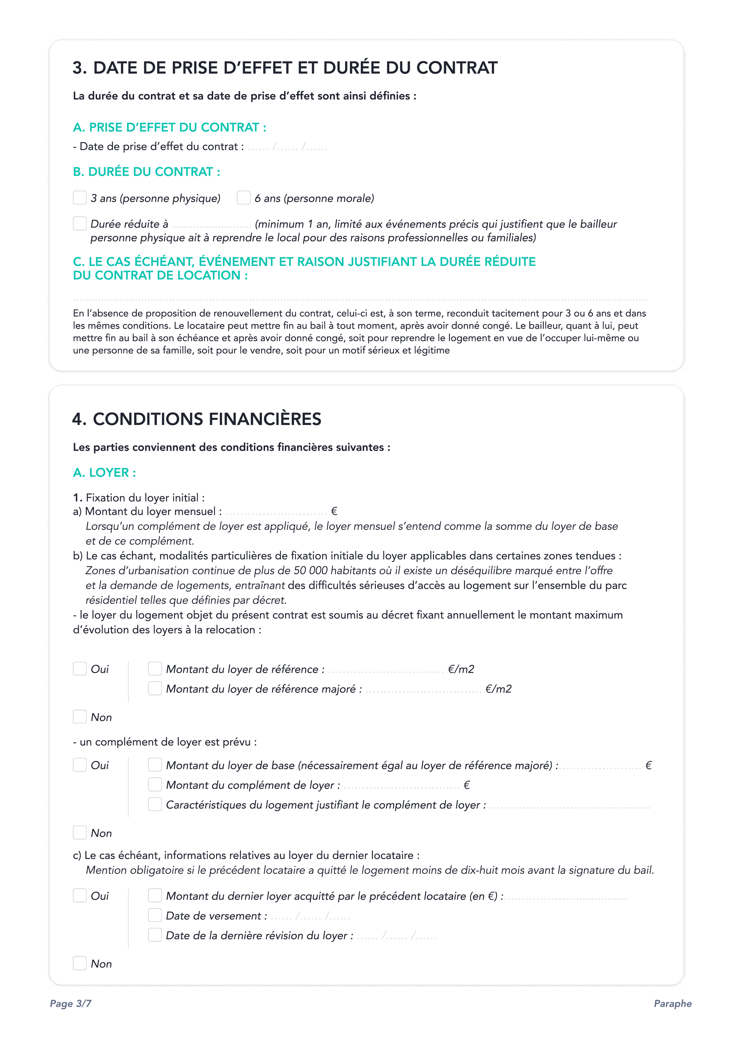 Exemple de la page 3 du bail location