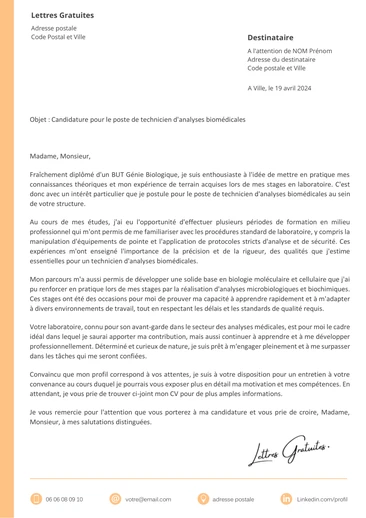 Une lettre de motivation d'un laborantin d'analyses médicales