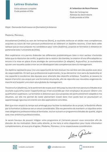 Une lettre de motivation pour une formation à distance