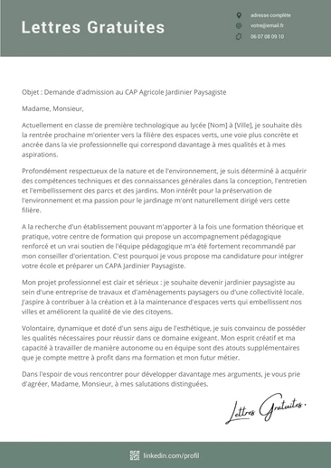 Une lettre de motivation pour le CAPA Jardinier Paysagiste