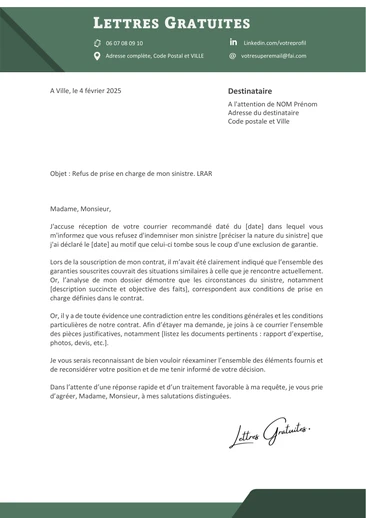 Une lettre de réclamation à son assurance