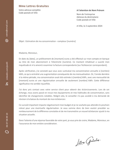 Une lettre de réclamation pour contester une facture d'énergie