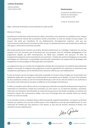 Une lettre de motivation pour étudier au Canada