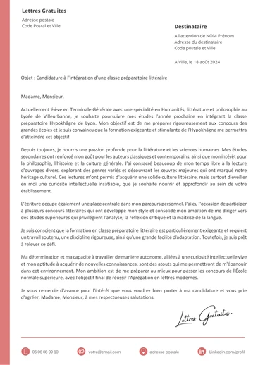 Une lettre de motivation pour une CGPE Lettres