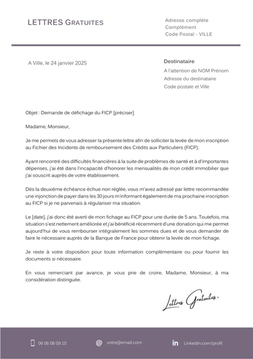 Une lettre de demande de défichage de la Banque de France