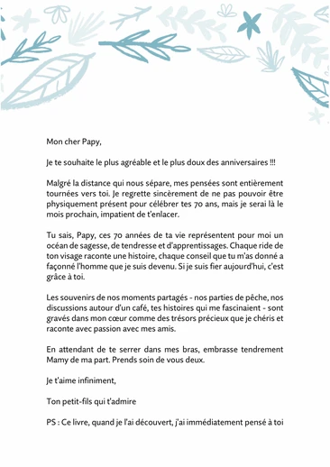 Exemple de texte d'anniversaire à sa mamie ou son papy