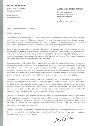 Une lettre de motivation pour une bourse Erasmus