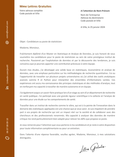 Une lettre de motivation d'un statisticien