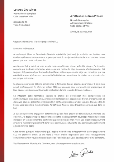 Une lettre de motivation pour une Prépa ECG