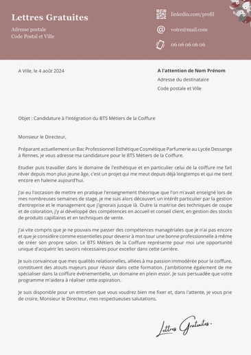 Une lettre de motivation pour le BTS Métiers de la Coiffure