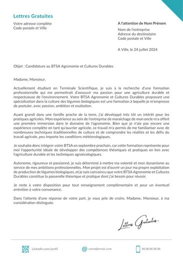 Une lettre de motivation pour le BTSA ACD