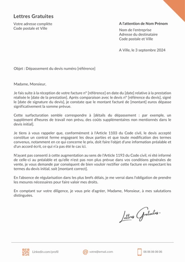 Une lettre pour signaler une erreur de facturation