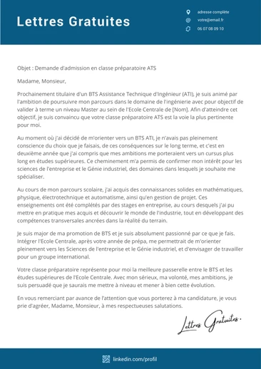 Une lettre de motivation pour la Prépa ATS