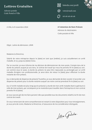 Une lettre de démission pendant un arrêt maladie