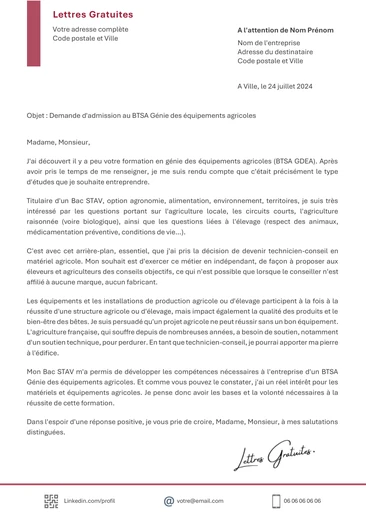 Une lettre de motivation pour le BTS GDEA