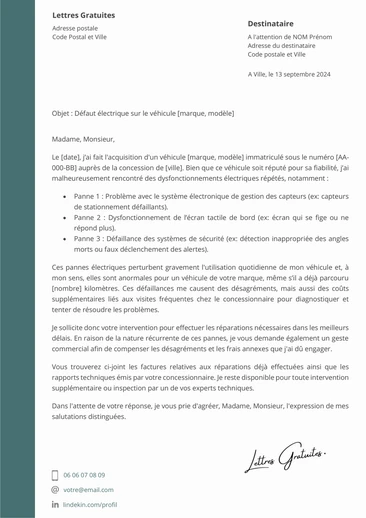 Une lettre de réclamation à Toyota ou Honda