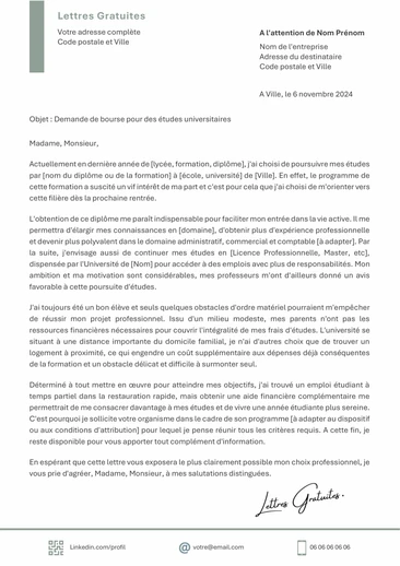 Une lettre de motivation pour une bourse d'études