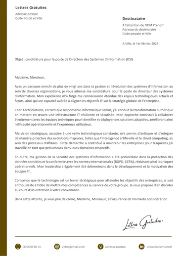 Une lettre de motivation d'un directeur informatique